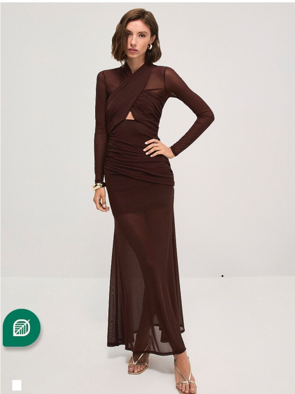 Bardot Chocolate Brown Long-Sleeve Maxi Dress